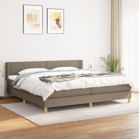 Box spring bed with taupe gray fabric mattress 200x200 cm by , Beds and slatted bases - Ref: Foro24-3130141, Price: 592,66 €,...