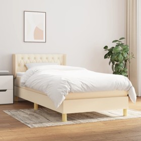 Box spring bed with cream fabric mattress 90x200 cm by , Beds and slatted bases - Ref: Foro24-3130486, Price: 323,99 €, Disco...