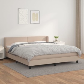 Box spring bed with cappuccino synthetic leather mattress 160x200cm by , Beds and slatted bases - Ref: Foro24-3130672, Price:...