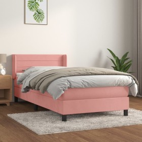 Box spring bed with pink velvet mattress 90x200 cm by , Beds and slatted bases - Ref: Foro24-3131002, Price: 322,36 €, Discou...