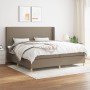 Box spring bed with taupe gray fabric mattress 200x200 cm by , Beds and slatted bases - Ref: Foro24-3131861, Price: 721,84 €,...