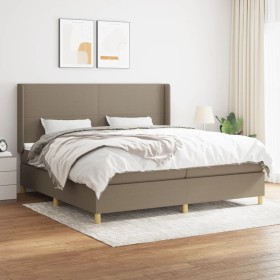 Box spring bed with taupe gray fabric mattress 200x200 cm by , Beds and slatted bases - Ref: Foro24-3131861, Price: 740,58 €,...