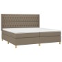 Box spring bed with taupe gray fabric mattress 200x200 cm by , Beds and slatted bases - Ref: Foro24-3132261, Price: 797,89 €,...