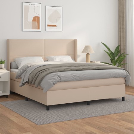 Cama box spring con colchón cuero sintético capuchino 180x200cm de , Camas y somieres - Ref: Foro24-3132398, Precio: 665,12 €...