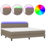 Cama box spring colchón y luces LED tela gris taupe 200x200 cm de , Camas y somieres - Ref: Foro24-3133265, Precio: 649,24 €,...