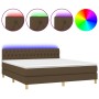 Cama box spring con colchón LED tela marrón oscuro 160x200 cm de , Camas y somieres - Ref: Foro24-3133968, Precio: 503,08 €, ...