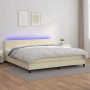 Cama box spring colchón y LED cuero sintético crema 200x200 cm de , Camas y somieres - Ref: Foro24-3134125, Precio: 645,89 €,...