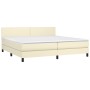 Box spring bed with mattress and LED cream synthetic leather 200x200 cm by , Beds and slatted bases - Ref: Foro24-3134125, Pr...