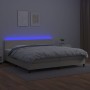 Box spring bed with mattress and LED cream synthetic leather 200x200 cm by , Beds and slatted bases - Ref: Foro24-3134125, Pr...