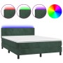 Box spring bed with mattress and LED dark green velvet 140x190cm by , Beds and slatted bases - Ref: Foro24-3134282, Price: 45...