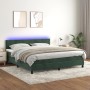 Cama box spring colchón y LED terciopelo verde oscuro 160x200cm de , Camas y somieres - Ref: Foro24-3134294, Precio: 489,17 €...