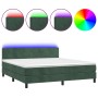 Cama box spring colchón y LED terciopelo verde oscuro 160x200cm de , Camas y somieres - Ref: Foro24-3134294, Precio: 489,17 €...