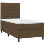 Boxspringbett-Matratze und LED-Leuchten aus dunkelbraunem Stoff, 80 x 200 cm von , Betten und Lattenroste - Ref: Foro24-31349...