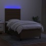 Boxspringbett-Matratze und LED-Leuchten aus dunkelbraunem Stoff, 80 x 200 cm von , Betten und Lattenroste - Ref: Foro24-31349...