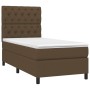 Boxspringbett-Matratze und LED-Leuchten aus dunkelbraunem Stoff, 80 x 200 cm von , Betten und Lattenroste - Ref: Foro24-31350...