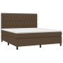 Cama box spring colchón luces LED tela marrón oscuro 160x200cm de , Camas y somieres - Ref: Foro24-3135128, Precio: 616,27 €,...