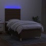 Cama box spring colchón y luces LED tela marrón oscuro 80x200cm de , Camas y somieres - Ref: Foro24-3135472, Precio: 328,84 €...