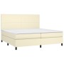 Box spring bed with mattress and LED cream synthetic leather 200x200 cm by , Beds and slatted bases - Ref: Foro24-3135845, Pr...