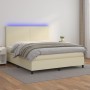 Box spring bed with mattress and LED cream synthetic leather 180x200 cm by , Beds and slatted bases - Ref: Foro24-3135839, Pr...