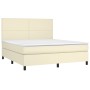 Box spring bed with mattress and LED cream synthetic leather 180x200 cm by , Beds and slatted bases - Ref: Foro24-3135839, Pr...