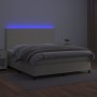 Box spring bed with mattress and LED cream synthetic leather 180x200 cm by , Beds and slatted bases - Ref: Foro24-3135839, Pr...