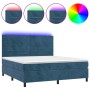 Cama box spring colchón y LED terciopelo azul oscuro 160x200 cm de , Camas y somieres - Ref: Foro24-3136195, Precio: 557,74 €...