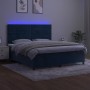 Box spring bed with mattress and LED velvet dark blue 160x200 cm by , Beds and slatted bases - Ref: Foro24-3136195, Price: 51...