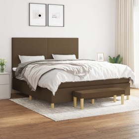 Cama box spring con colchón tela marrón oscuro 180x200 cm de , Camas y somieres - Ref: Foro24-3137016, Precio: 637,99 €, Desc...