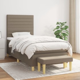 Cama box spring con colchón tela gris taupe 100x200 cm de , Camas y somieres - Ref: Foro24-3137217, Precio: 422,19 €, Descuen...