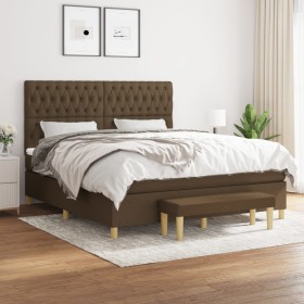 Cama box spring con colchón tela marrón oscuro 180x200 cm de , Camas y somieres - Ref: Foro24-3137416, Precio: 691,65 €, Desc...