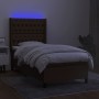 Cama box spring colchón y luces LED tela marrón oscuro 80x200cm de , Camas y somieres - Ref: Foro24-3138512, Precio: 353,54 €...