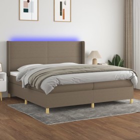 Boxspringbett mit Matratze und LED-Leuchten taupegrauer Stoff 200x200 cm von , Betten und Lattenroste - Ref: Foro24-3138745, ...