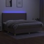 Box spring bed with mattress and LED lights taupe gray fabric 200x200 cm by , Beds and slatted bases - Ref: Foro24-3138745, P...