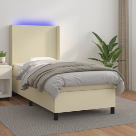 Cama box spring y colchón LED cuero sintético crema 80x200 cm de , Camas y somieres - Ref: Foro24-3139231, Precio: 342,99 €, ...