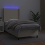 Box spring bed and LED mattress cream synthetic leather 80x200 cm by , Beds and slatted bases - Ref: Foro24-3139231, Price: 3...