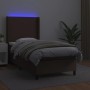 Cama box spring y colchón LED cuero sintético marrón 90x200 cm de , Camas y somieres - Ref: Foro24-3139244, Precio: 383,99 €,...