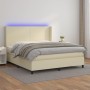 Cama box spring colchón y LED cuero sintético crema 160x200 cm de , Camas y somieres - Ref: Foro24-3139273, Precio: 611,11 €,...