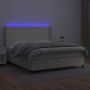 Cama box spring colchón y LED cuero sintético crema 160x200 cm de , Camas y somieres - Ref: Foro24-3139273, Precio: 611,11 €,...