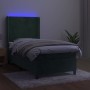 Cama box spring colchón y LED terciopelo verde oscuro 100x200cm de , Camas y somieres - Ref: Foro24-3139430, Precio: 404,41 €...