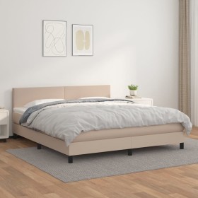 Box spring bed with cappuccino synthetic leather mattress 160x200cm by , Beds and slatted bases - Ref: Foro24-3141016, Price:...