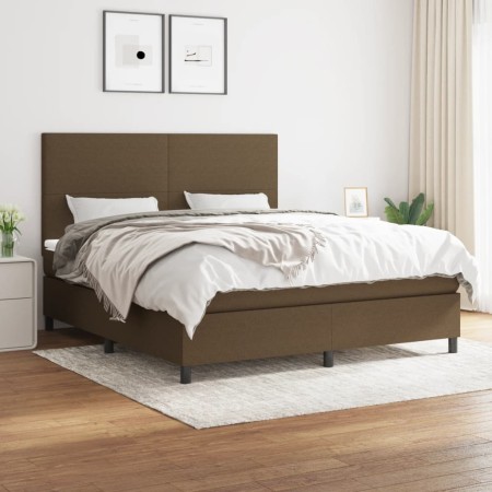 Cama box spring con colchón tela marrón oscuro 180x200 cm de , Camas y somieres - Ref: Foro24-3141636, Precio: 610,35 €, Desc...