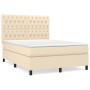 Cama box spring con colchón tela color crema 140x200 cm de , Camas y somieres - Ref: Foro24-3142022, Precio: 548,81 €, Descue...