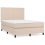 Box spring bed with cappuccino synthetic leather mattress 140x200cm by , Beds and slatted bases - Ref: Foro24-3142730, Price:...