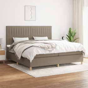 Box spring bed with taupe gray fabric mattress 200x200 cm by , Beds and slatted bases - Ref: Foro24-3142525, Price: 718,86 €,...