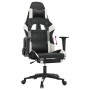 Silla gaming con reposapiés cuero sintético negro blanco de , Sillones para videojuegos - Ref: Foro24-3143769, Precio: 145,60...