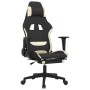 Gaming-Stuhl mit Fußstütze aus cremefarbenem und schwarzem Stoff von , Gaming-Stühle - Ref: Foro24-3143743, Preis: 141,91 €, ...