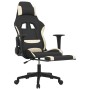 Gaming-Stuhl mit Fußstütze aus cremefarbenem und schwarzem Stoff von , Gaming-Stühle - Ref: Foro24-3143743, Preis: 142,08 €, ...