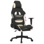 Gaming-Stuhl mit Fußstütze aus cremefarbenem und schwarzem Stoff von , Gaming-Stühle - Ref: Foro24-3143743, Preis: 142,08 €, ...