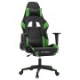 Gaming chair with massage and footrest in black green synthetic leather by , Gaming chairs - Ref: Foro24-345525, Price: 145,4...