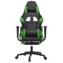 Gaming chair with massage and footrest in black green synthetic leather by , Gaming chairs - Ref: Foro24-345525, Price: 145,4...